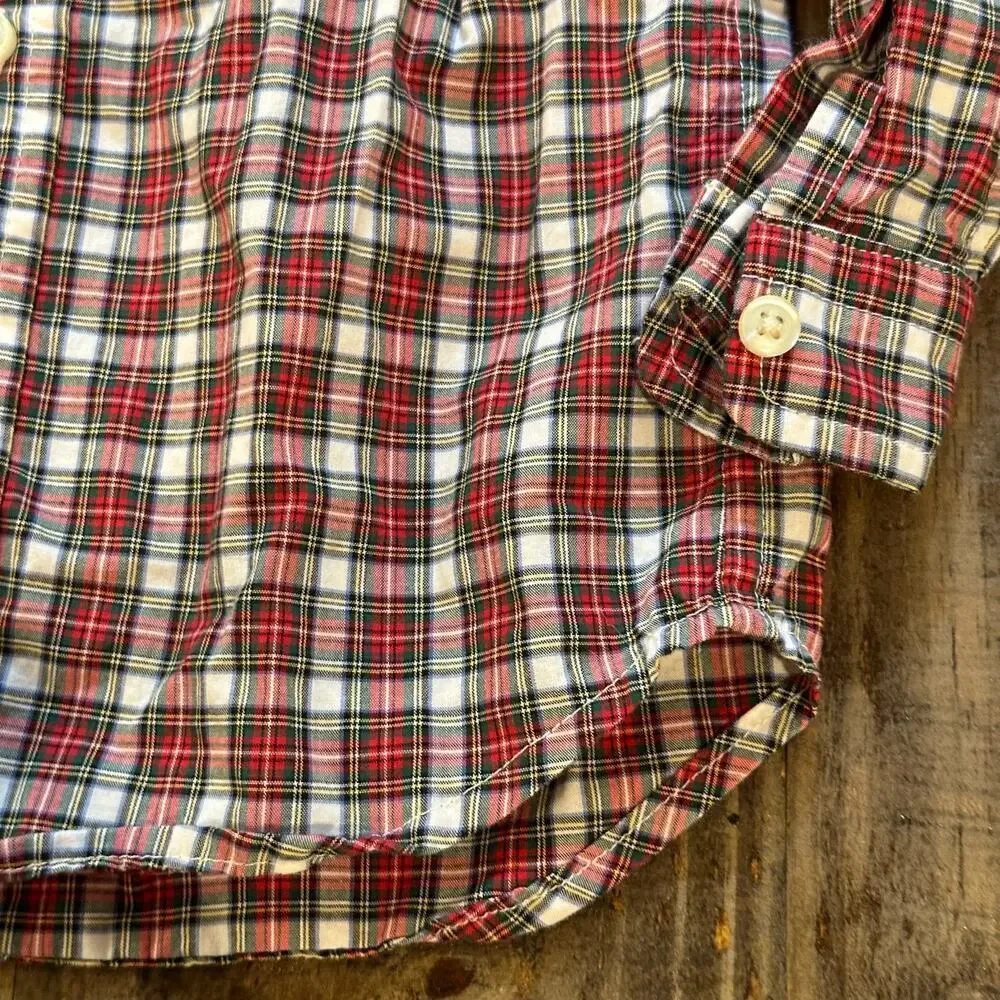 Boy's Ralph Lauren Plaid Button Down Long Sleeve Shirt sz 12 m Polo Pony Logo